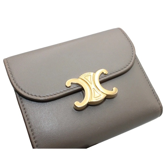 Celine Handbags - Celine Gray Wallet with Gold Accent